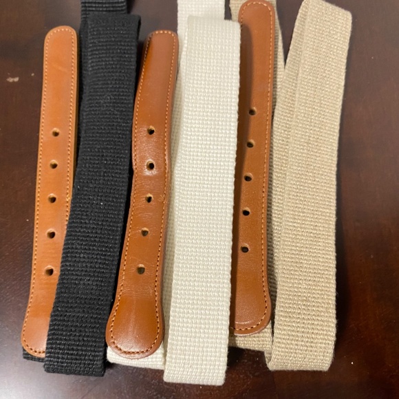 3 Vintage Coach Belt Unisex 36  • Whit Tan Black • Natural Linen & Leather Brass main image 7
